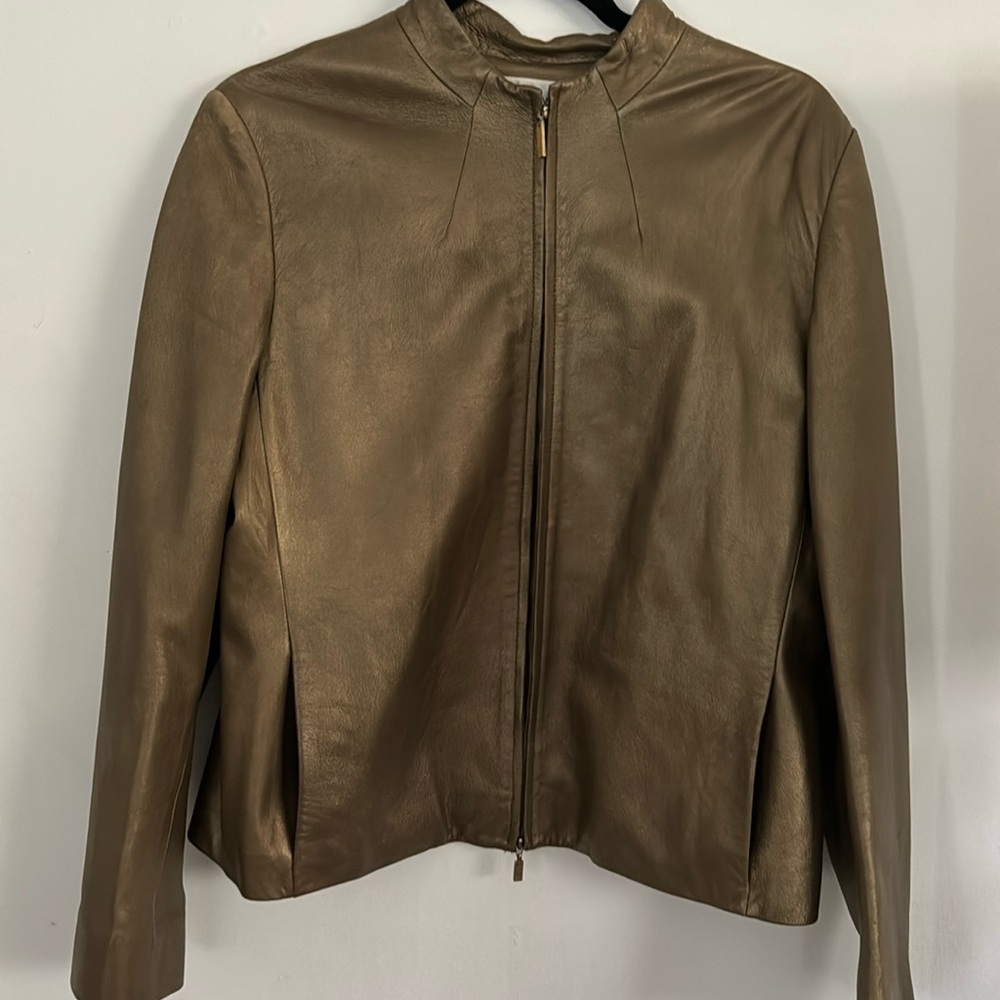 Vintage Rena Rowan gold leather bomber jacket